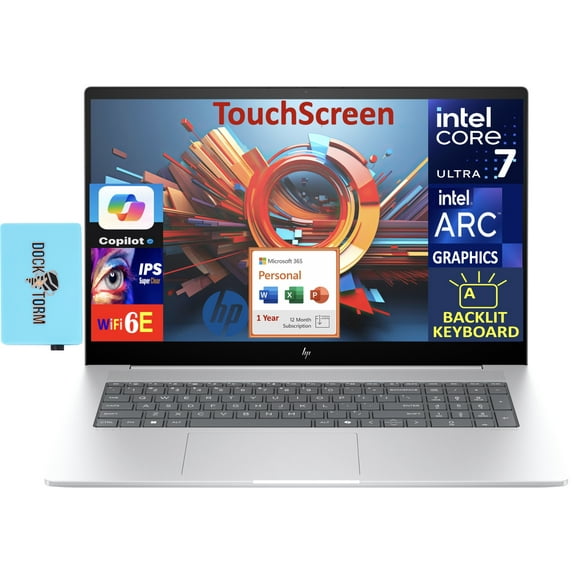 HP Envy 17 Business Laptop 17.3in Touchscreen IPS FHD Display (Intel Ultra 7-155H, 32GB DDR5, 1TB PCIe SSD, Intel Arc, Backlit KB, Win 11 Pro) w/Microsoft 365 Personal , DKZ USB Port Expander