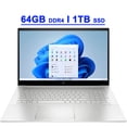 thumbnail image 1 of HP Envy 17 Premium Business Laptop 17.3" IPS Touchscreen (300 nits) 12th Generation Intel 12-Core i7-1260P Processor 64GB DDR4 1TB SSD Backlit Keyboard Thunderbolt USB-C USB4 HDMI B&O Win11 Silver, 1 of 6