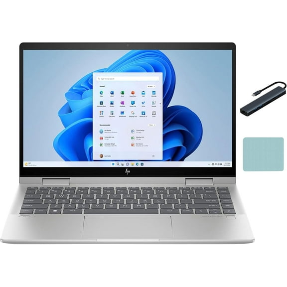 HP Envy 2-in-1 14" FHD IPS Touch Laptop, Intel 10-Core i5-1335U, 8GB RAM, 1TB SSD, Wi-Fi 6E, Backlit Keyboard, Fingerprint Reader, Windows 11 Pro, Silver with Mazepoly Accessories