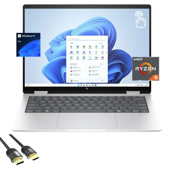 HP Envy 2-in-1 Laptop, 14" WUXGA IPS Touchscreen Display, Ryzen 5 8640HS (Up to 4.9Hz), 16GB DDR5, 512GB PCIe 4.0, Backlit KB, WiFi 6E, USB-C, BT, HDMI, Long Battery Life, Mytrix HDMI, Win 11 Pro