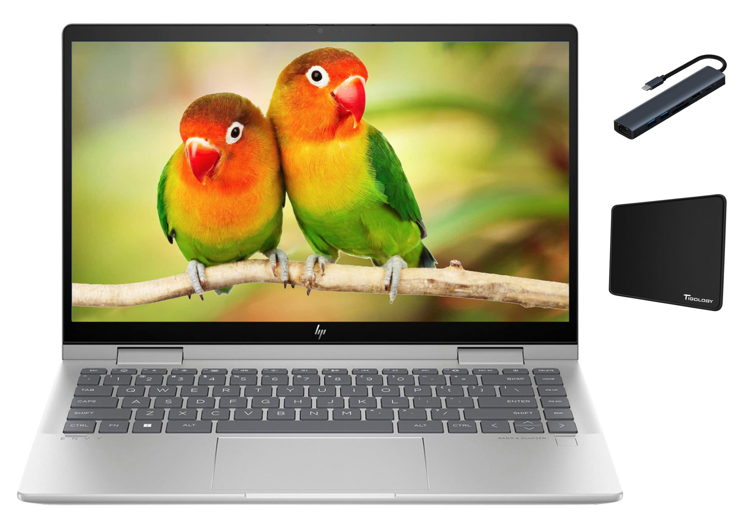 HP Envy 2-in-1 Laptop, 14 inch FHD IPS Touchscreen Display, 13th Gen Intel 10-Core i5-1335U, 8GB RAM, 512GB SSD, Backlit KB, Fingerprint Reader, HDMI, Silver with Accessories