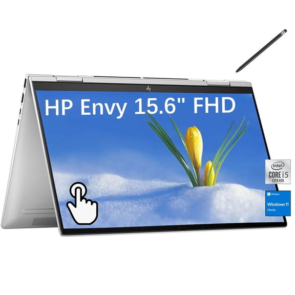 HP Envy 2-in-1 Laptop, 15.6" FHD IPS Touch-Screen, 10-Core i5-1335U, Intel Iris Xe, 8GB RAM 2TB SSD, Backlit, Thunderbolt 4, Bluetooth, Wi-Fi, HDMI 2.1, Windows 11 Home, with 5ave Stylus Pen