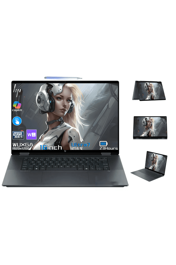 2025 HP OmniBook X Flip 2-in-1, Copilot+ PC, 16" 2K 400Nits Touch-Screen Laptop, Ultra 7 256V(Beats Ultra 7 155U), 16GB Memory, 1TB SSD, 23H Battery, Win 11 Pro, Backlit KB, W/Stylus Pen