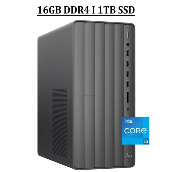 HP Envy Business Desktop Computer 11th Gen Intel Hexa-Core i5-11400 Processor 16GB DDR4 1TB SSD Intel UHD Graphics 730 HDMI USB-C VGA Bluetooth Keyboard and Mouse Win11 Black