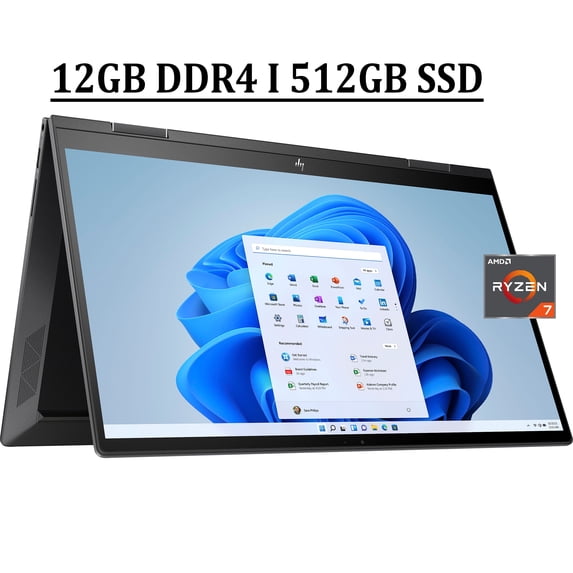 HP Envy X360 15 2-in-1 Business Laptop 15.6" FHD IPS Touchscreen AMD Octa-Core Ryzen 7 5825U Processor 12GB DDR4 512GB SSD AMD Radeon Graphics Backlit Keyboard B&O Audio HDMI USB-C Win11 Black