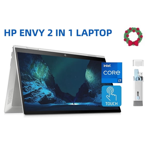 HP Envy X360 15 2-in-1 Laptop 15.6" FHD IPS Touchscreen Intel i7 1355U 10-Core Processor 16GB RAM 2TB SSD Intel Iris Xe Graphics Backlit HDMI Bluetooth Wi-Fi Windows 11 Home, Cefesfy Cleaning Brush