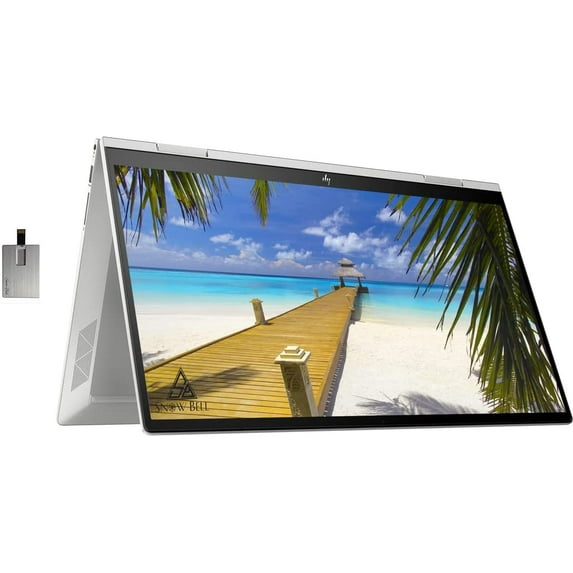 HP Envy X360 2-in-1 15.6" FHD Touchscreen Laptop, Intel Evo Platform Core i7 1255U, 16GB RAM, 512GB PCIe SSD, Backlit Keyboard, Intel Iris Xe Graphics, Win 11 Pro, Silver, Hotface 32GB USB Card
