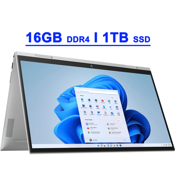HP Envy X360 Premium 2-in-1 Laptop 15.6" FHD IPS Touchscreen 400nits 12th Gen Intel 12-Core i7-1260P 16GB DDR4 1TB SSD Backlit Fingerprint Thunderbolt4 B&O Long Battery Life Win11 Silver