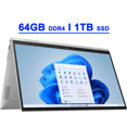 thumbnail image 1 of HP Envy X360 Premium 2-in-1 Laptop 15.6" FHD IPS Touchscreen 400nits 12th Gen Intel 12-Core i7-1260P 64GB DDR4 1TB SSD Backlit Fingerprint Thunderbolt4 B&O Long Battery Life Win11 Silver, 1 of 6