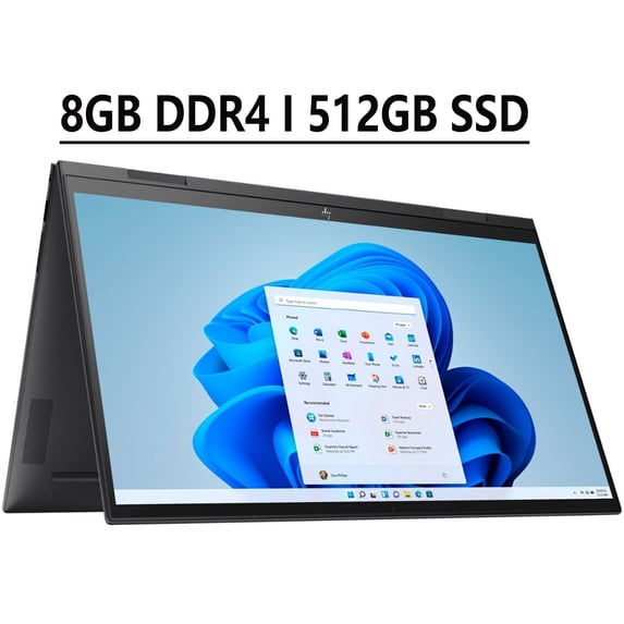 HP Envy x360 15 2-in-1 Business Laptop 15.6" FHD IPS Touchscreen AMD Hexa-Core Ryzen 5 5500U 8GB DDR4 512GB SSD AMD Radeon Graphics Backlit KB Fingerprint Reader HDMI USB-C B&O WiFi6 Win11 Black