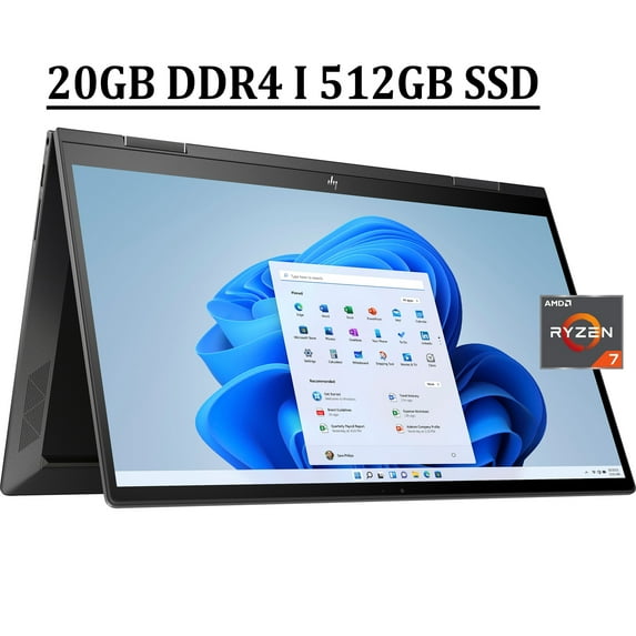 HP Envy x360 15 2-in-1 Business Laptop 15.6" FHD IPS Touchscreen AMD Octa-Core Ryzen 7 5700U 20GB DDR4 512GB SSD AMD Radeon Graphics Backlit Keyboard HDMI USB-C WiFi6 Win10 Black