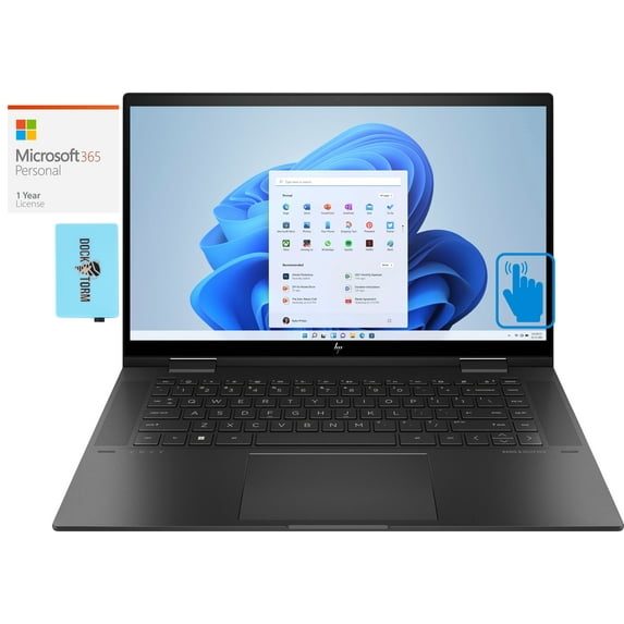 HP Envy x360 15-EY0 Home/Business 2-in-1 Laptop (AMD Ryzen 7 5825U 8-Core, 15.6in 60Hz Touch Full HD (1920x1080), AMD Radeon, 64GB RAM, Win 11 Pro) with Microsoft 365 Personal , Dockztorm Hub
