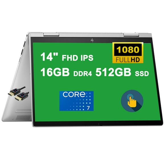 HP Envy x360 2-in-1 Copilot AI PC Laptop | 14" FHD IPS Multi-Touch | Intel 10-core 7 150U Processor (>i7-1355U) | 16GB DDR4 512GB SSD | Backlit Fingerprint USB-C Win11Pro Silver + HDMI Cable