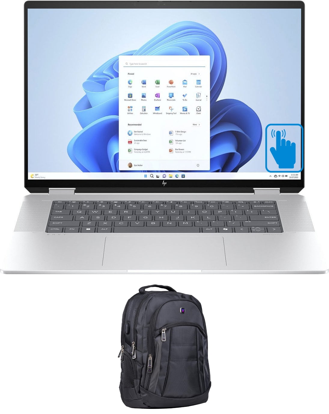 HP Envy x360 Business 2-in-1 Laptop (Intel Ultra 5-125U 12-Core, 16.0in 60 Hz Touch Wide UXGA (1920x1200), Intel Graphics, 16GB LPDDR5 6400MHz RAM, 512GB PCIe SSD, Win 11 Pro) with Premium Backpack
