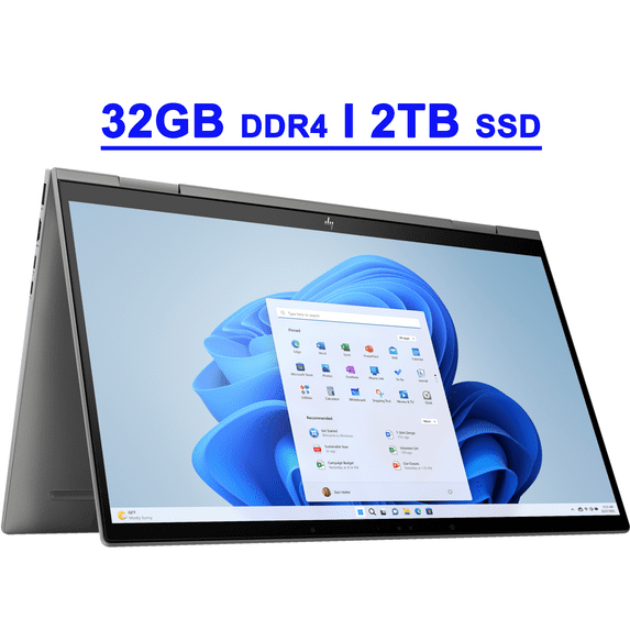 HP Envy x360 Premium 2-in-1 Laptop 15.6" FHD IPS Glass Touchscreen AMD 6-core Ryzen 5 7530U Processor 32GB DDR4 2TB SSD Backlit USB-C B&O Fast Charging Long Battery Life Win11 Gray