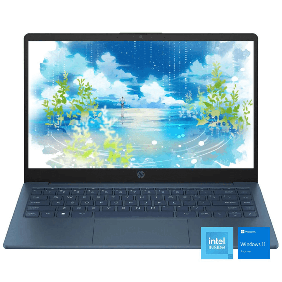 HP Essential 14" HD Laptop, Intel N-Series N150, 8GB RAM, 128GB eMMC, Wi-Fi 6, Windows 11 Home, Blue