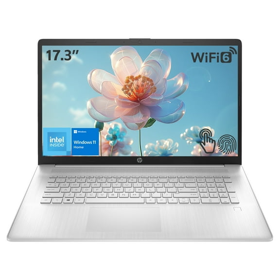 HP Essential 17t-cn300 Laptop, 17.3" HD+ Touchscreen, Intel Processor N200, 16GB RAM, 512GB SSD, Wi-Fi 6, FP Reader, Bluetooth, Windows 11 Home, Silver
