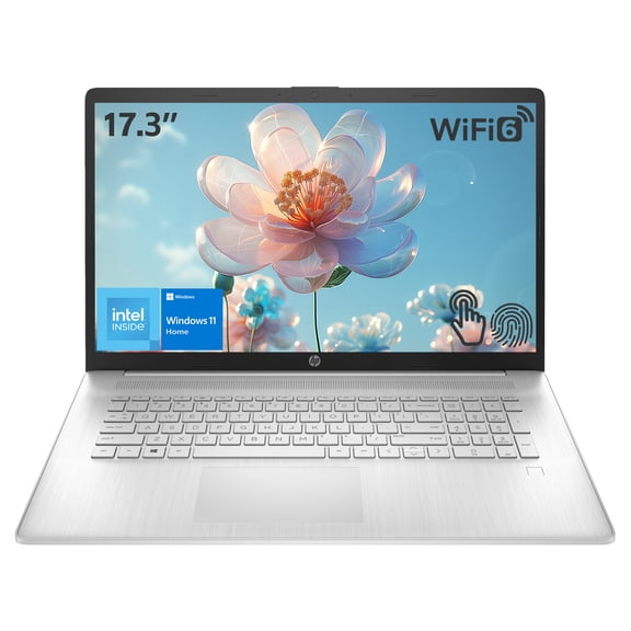 HP Essential 17t-cn300 Laptop, 17.3" HD+ Touchscreen, Intel Processor N200, 8GB RAM, 256GB SSD, Wi-Fi 6, FP Reader, Bluetooth, Windows 11 Home, Silver