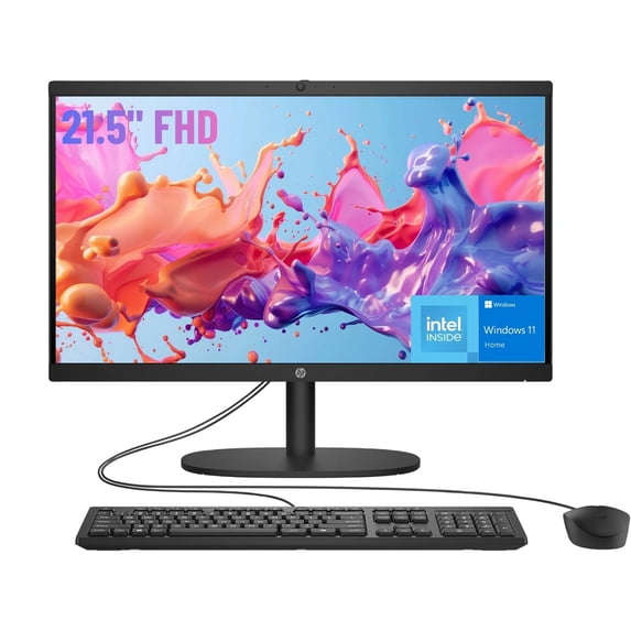 HP Essential 21.5" FHD All-in-One, Intel N-Series N200, 16GB DDR5, 1TB SSD, Windows 11 Home, Black
