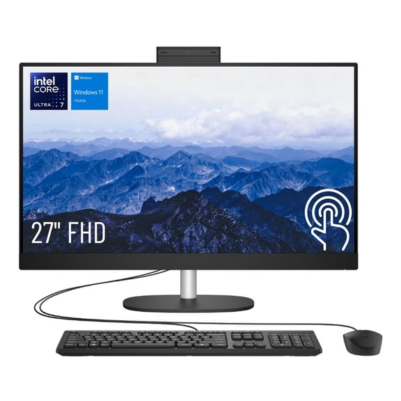 HP Essential 27" FHD Touchscreen All-in-One, Intel Core Ultra 7 255U, 16GB DDR5, 512GB SSD, Windows 11 Home