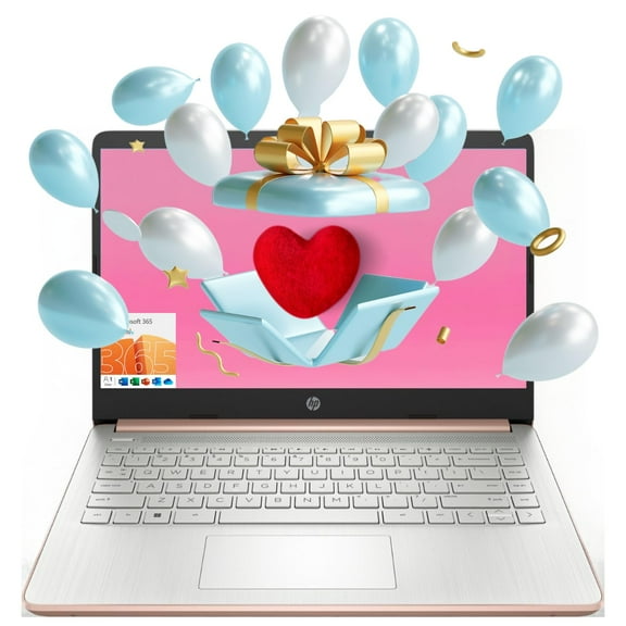 HP Essential Laptop, 14" HD Display, Intel Celeron N4120, 8GB RAM, 128GB eMMC+256GB Micro SD, Webcam, HDMI, Wi-Fi, RJ-45, 1 Year Office 365, Windows 11 Home, Rose Gold