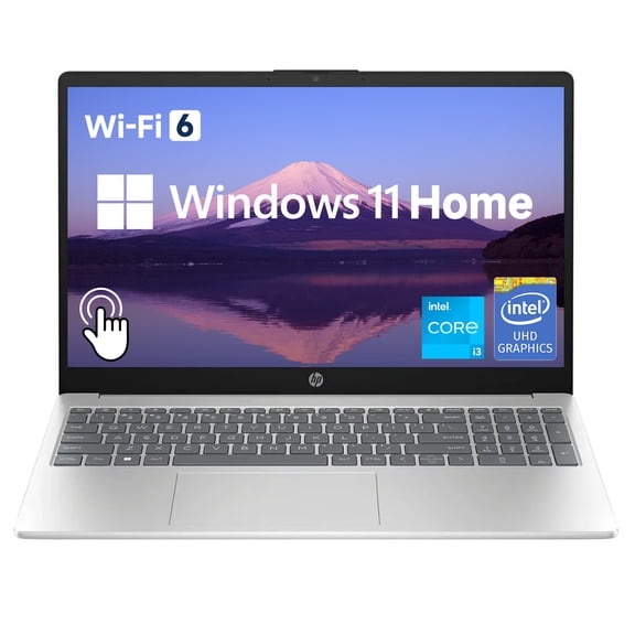 HP Essential Laptop, 15.6" HD Touchscreen, Intel Core i3-1215U, 16GB RAM, 1TB SSD, Wi-Fi 6, Silver