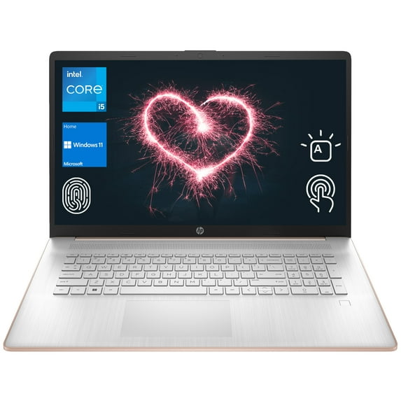 HP Essential Laptop, 17.3" HD+ Touchscreen, Intel Core i5-1335U, 32GB RAM, 1TB SSD + 2TB HDD, FP Reader, Backlit KB, HDMI, Windows 11 Home, Pale Rose Gold