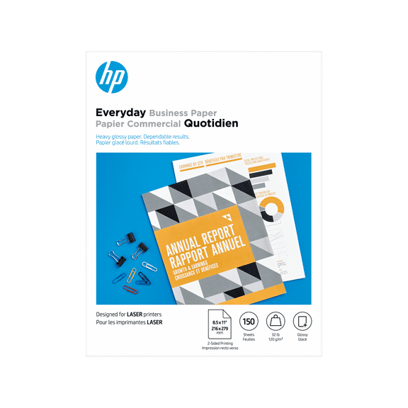 HP Everyday Business Paper, Glossy, 32 lb, 8.5 x 11 in. (216 x 279 mm), 150 sheets 4WN08A
