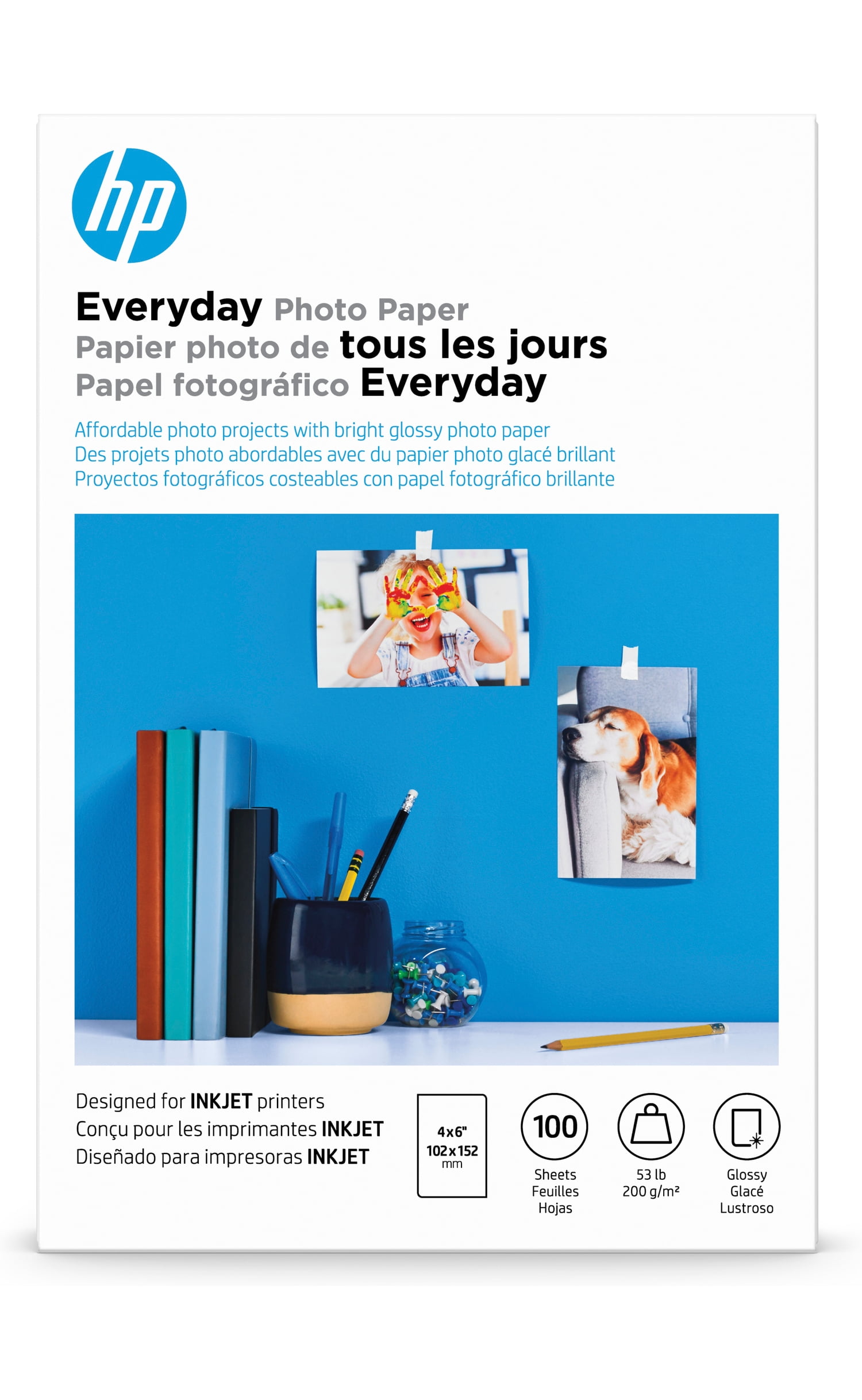 HP Everyday Glossy Photo Paper | 100 Sheets | 4 x 6 in | CR759A