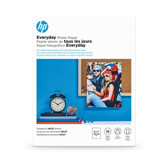 HP Everyday Glossy Photo Paper | 50 Sheets | Letter | 8.5 x 11 in | Q8723A