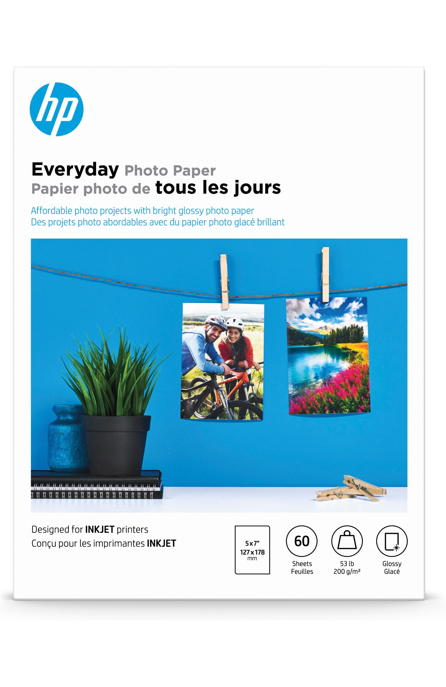 HP Everyday Glossy Photo Paper 60 Sheets 5 x 7 in Q8937A