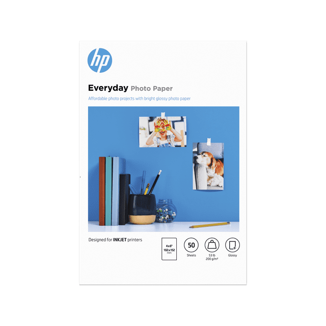 HP Everyday Photo Paper Glossy 8 mil 4 in x 6 in 200 g/m, 50