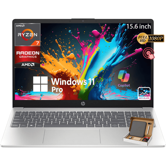 HP 17 inch Business Laptop - 17.3" FHD IPS Anti-Glare Display,6-Cores AMD Ryzen 5 7430U, AMD Radeon Graphics, 16GB RAM 512GB SSD, Wi-Fi 6, Windows 11 Pro
