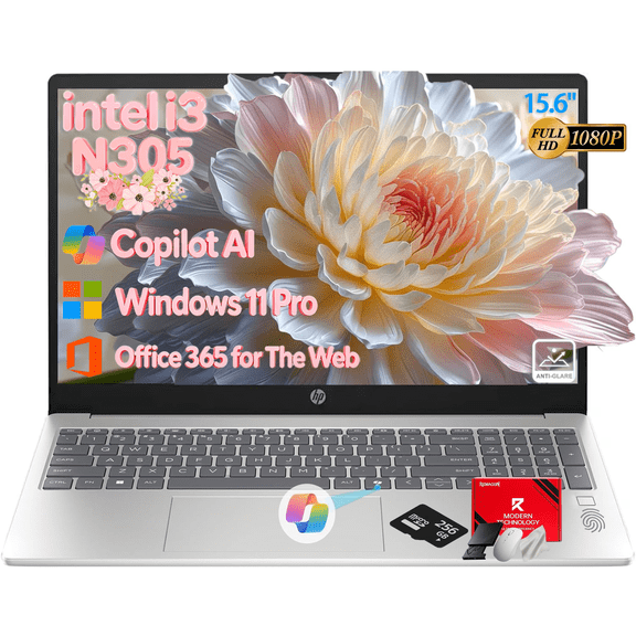 HP Flagship 15 Laptop Computer, 15.6" FHD IPS Anti-Glare Display, Intel 8-Core i3-N305, 20GB RAM|512GB SSD, WiFi 6, AI Copilot, Windows 11 Pro