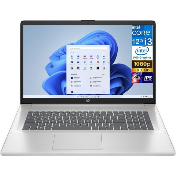 HP Flagship 17.3in FHD + IPS Business Laptop (12th Gen Intel Core i3-1215U, 8GB RAM, 256GB PCIe SSD, Intel UHD, AC WiFi, Bluetooth 5.1, Webcam, Win 11 Pro)