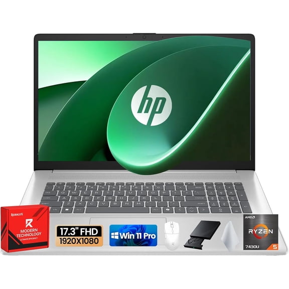 HP Flagship 17 Business Laptop Computer - Windows 11 Pro, 17.3" FHD Anti-Glare IPS Display, AMD Ryzen 5 7430U, 64GB RAM + 2TB SSD, Webcam, Wi-Fi 6, USB A/C, HDMI, with Accessories