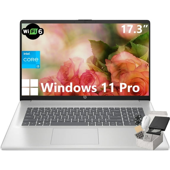 HP Flagship 17 Laptop Computer - 17.3" 250 nits Display, Intel Core i3-N305, 32GB RAM, 1TB SSD, Windows 11 Pro, Numeric Keypad, Wi-Fi 6, Copilot