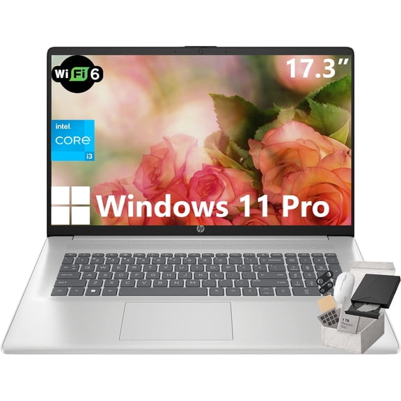 HP Flagship 17 Laptop Computer - 17.3" 250 nits Display, Intel Core i3-N305, 32GB RAM, 2TB SSD, Windows 11 Pro, Numeric Keypad, Wi-Fi 6, Copilot, w/Accesories