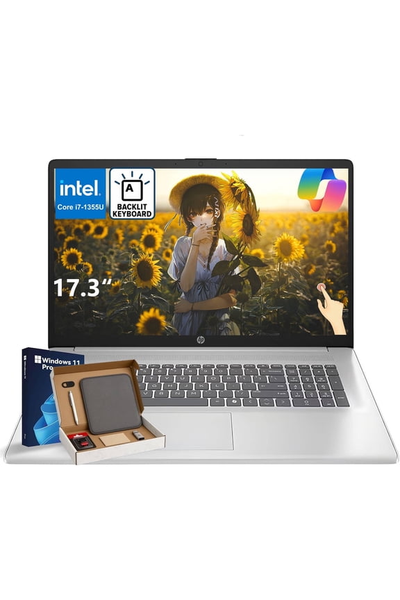 Flagship 17 Touchscreen Laptop, 17.3" HD+ Display, Intel Core i7-1355U, 64GB RAM, 1TB SSD, Backlit Keyboard, Numeric Keypad, Webcam, HDMI, Wi-Fi 6, Windows 11 Pro
