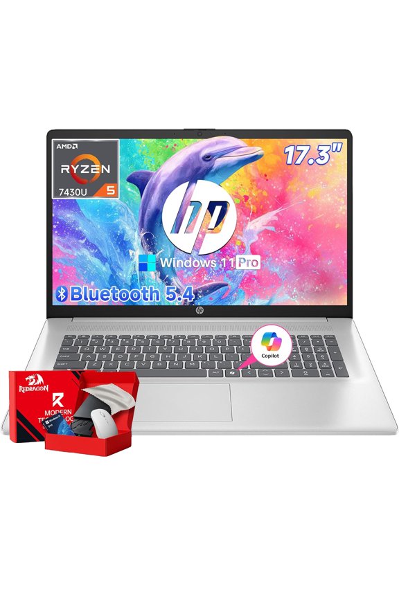 Flagship 17 inch Business Student Laptop, AMD Ryzen 5 7430U, 16GB RAM, 512GB SSD, 17.3 FHD Display, AI Copilot, Fast Charge, Wi-Fi 6, Windows 11 Pro