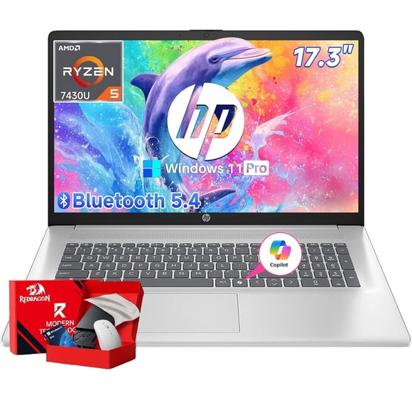 HP Flagship 17 inch Business Student Laptop, AMD Ryzen 5 7430U, 16GB RAM, 512GB SSD, 17.3 FHD Display, AI Copilot, Fast Charge, Wi-Fi 6, Windows 11 Pro