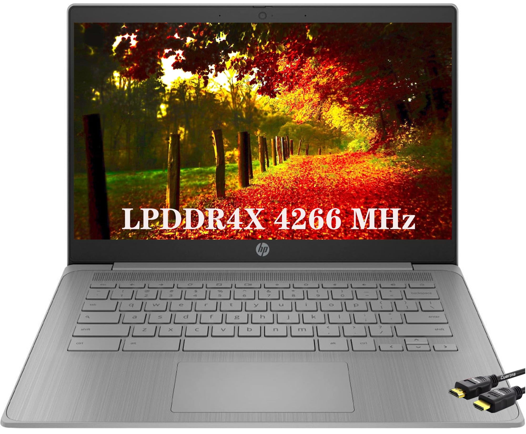 HP Flagship Chromebook 14 Inch Laptop, Thin & Light, Quad-Core Intel Celeron N4120, Intel UHD Graphics 600, 4GB LPDDR4X 4266MHz RAM, 64GB eMMC, Long Battery Life, 720P Webcam, HDMI, Chrome OS