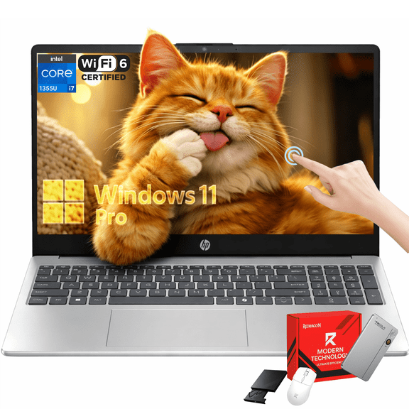 HP Flagship Touchscreen Laptop for Business - 15.6" FHD IPS Touchscreen, Intel Core i7 1355U, Intel Iris Xe Graphics, Windows 11 Pro, Recolx AI Voice Recorder, Wi-Fi 6, 16GB RAM + 512GB SSD