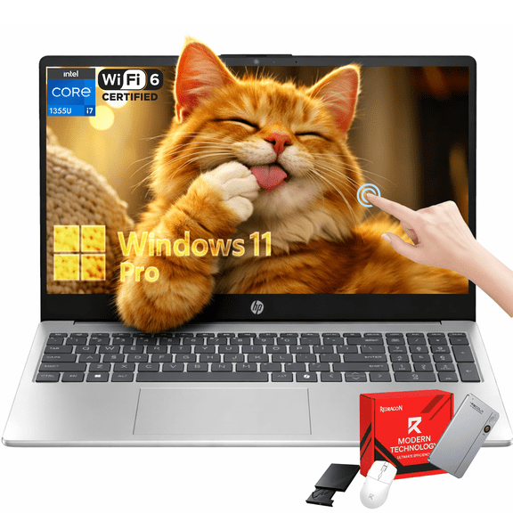 HP Flagship Touchscreen Laptop for Business - 15.6" FHD IPS Touchscreen, Intel Core i7 1355U, Intel Iris Xe Graphics, Windows 11 Pro, Recolx AI Voice Recorder, Wi-Fi 6, 16GB RAM + 512GB SSD