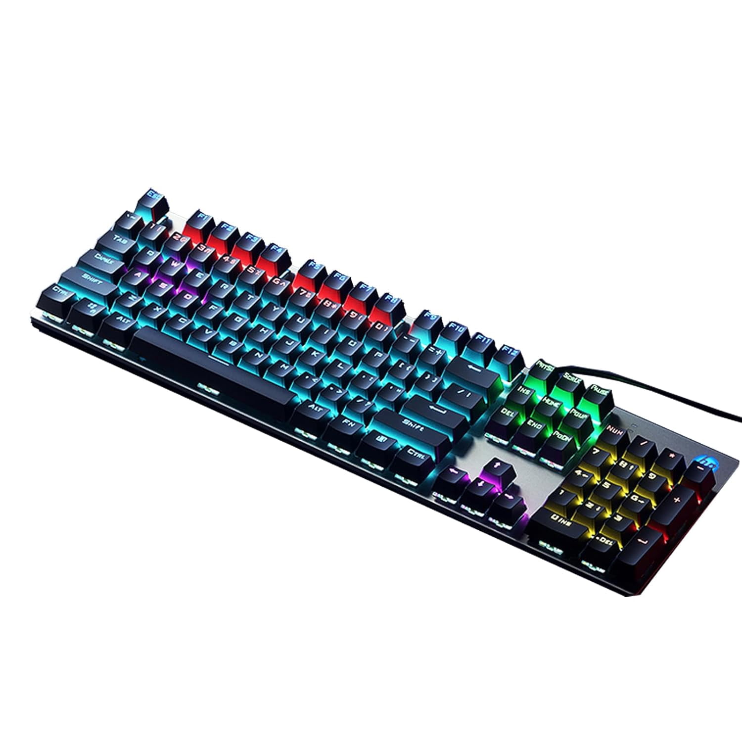 HP GK400F Wired Mechanical Keyboard – 104-Key Brown Switches, USB Connection, Dual-Use for Office & Gaming, Silver/Gunmetal/Black, Mixed-Color Backlight, Top-Printed Keycaps