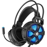 HP Gaming Headset Wired for PS4, Xbox One PC with Bass Surround Sound, LED Light and Noise Isolating Over Ear Headphone with Mic + 3.5mm USB Cable for Laptop Mac Nintendo Switch Games