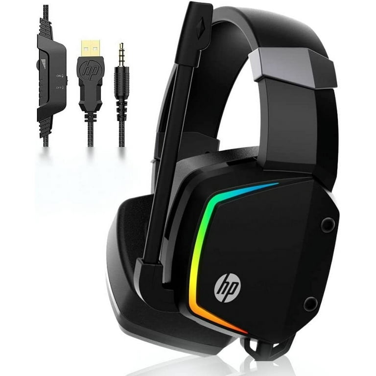 HP Gaming Headsets PS4 PS5 Console Headphones Wired with Mic Over Ear Headphones for Nintendo Switch Xbox Controller USB Headset Noise Cancelling 3.5