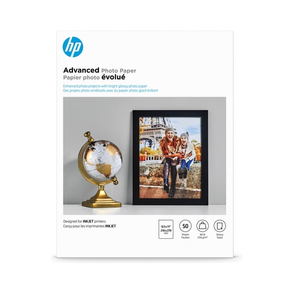 HP, HEWQ7853A, Advanced Glossy Photo Paper, 50 / Pack, White