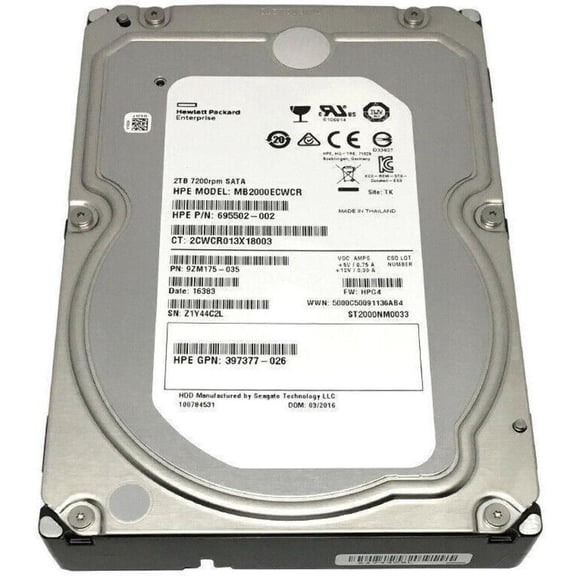 HP / Seagate 2TB ST2000NM0033 7200RPM 128MB Cache SATA 6Gb/s 3.5" Enterprise HDD 763649030042