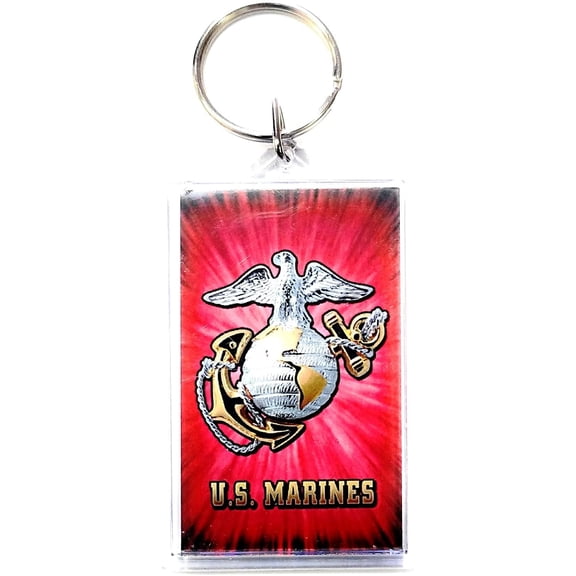HP Industries Marines 2x3 Acrylic Keychain w/1" Keyring Decal Logo Emblem United States US Military Marine Corp